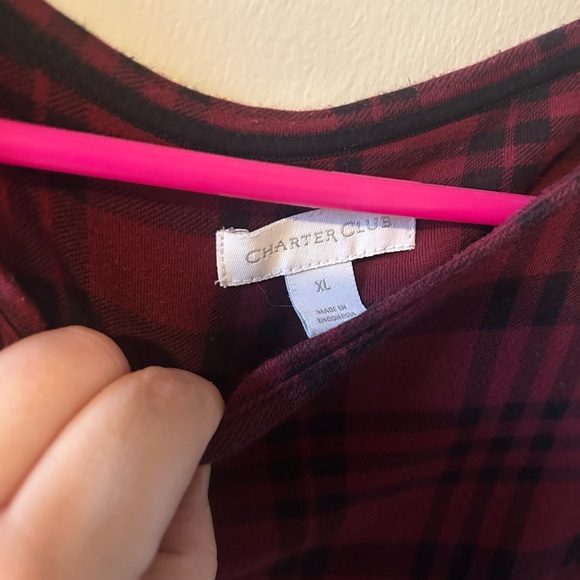 Charter Club Burgundy Plaid Top - Picture 3 of 7